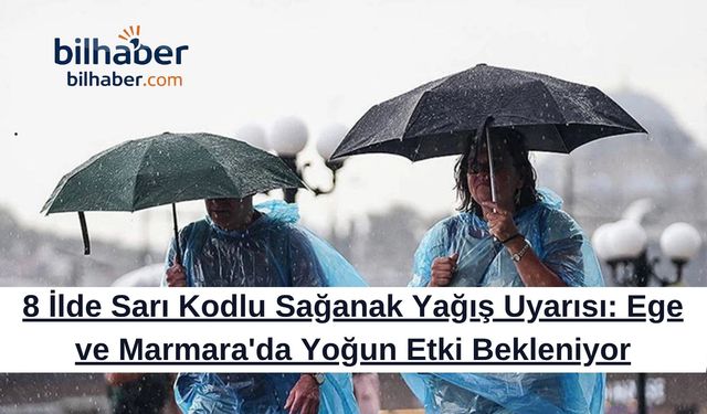 8 İlde Sarı Kodlu Sağanak Yağış Uyarısı: Ege ve Marmara'da Yoğun Etki Bekleniyor