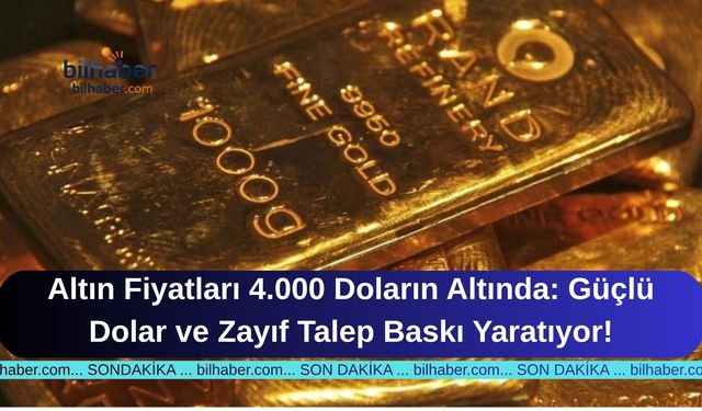 Altın Fiyatları 4.000 Doların Altında: Güçlü Dolar ve Zayıf Talep Baskı Yaratıyor!