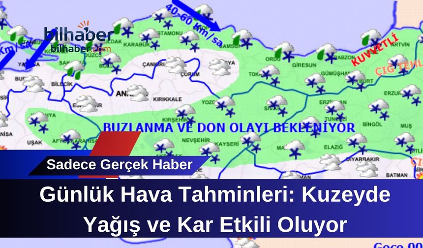 Günlük Hava Tahminleri: Kuzeyde Yağış ve Kar Etkili Oluyor